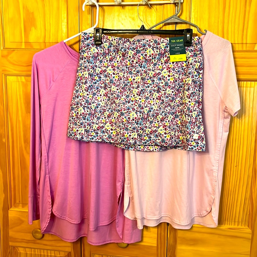 Tennis/Golf/Pickleball outfit. Cute NWT Skort with 2 matching tops.